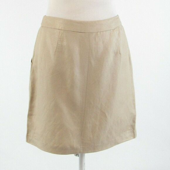 Beige CYNTHIA ROWLEY shimmery A-line skirt size 4 - Picture 7 of 8